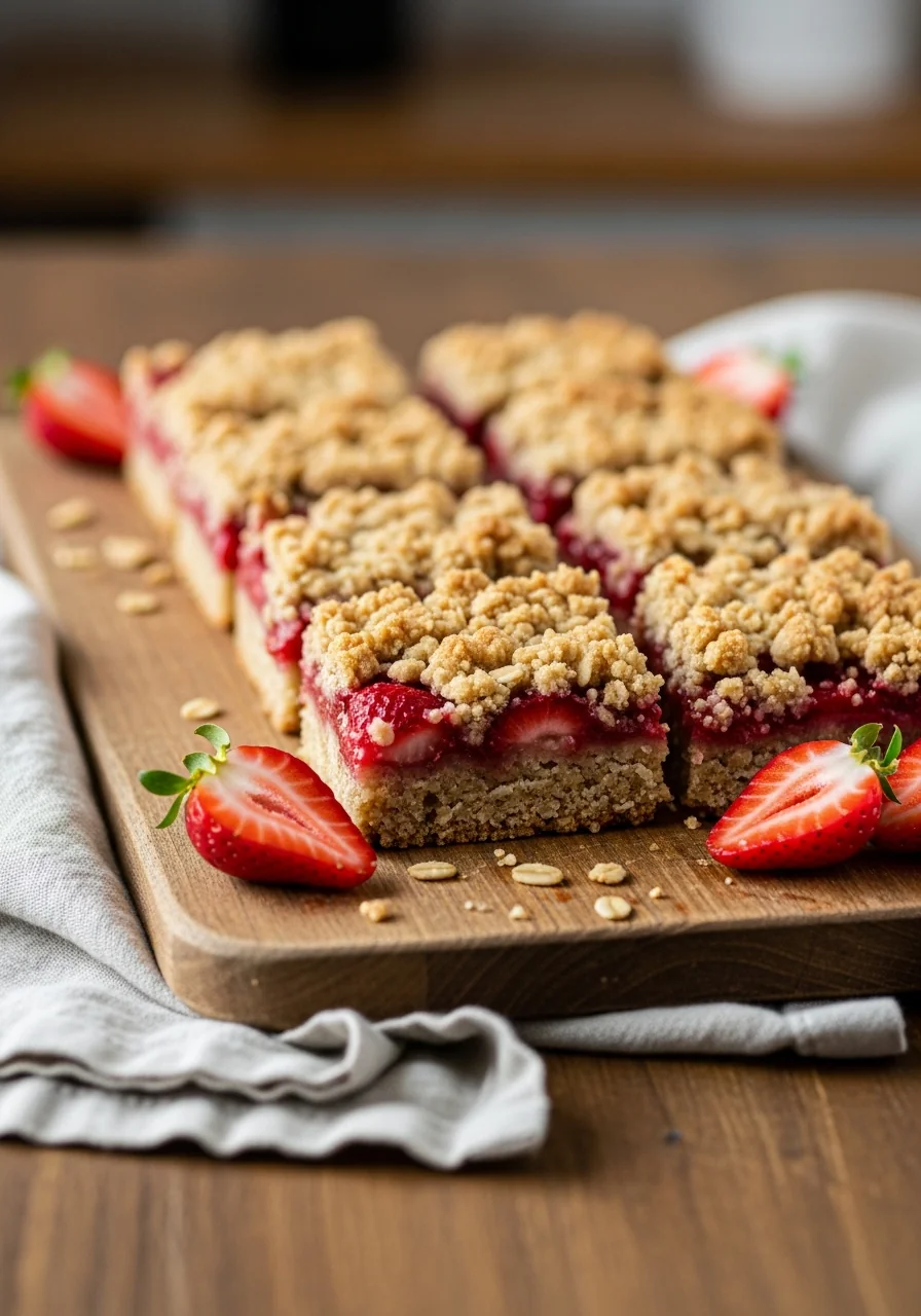 Strawberry Oatmeal Crumble Bars