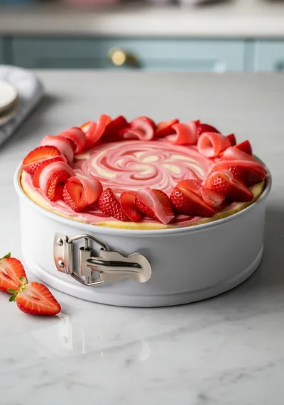 Strawberry Swirl Cheesecake – Easy No‑Bake Dessert